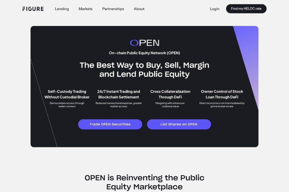 Figure、オンチェーン株式市場「OPEN」を発表──株式取引・貸借の「仲介者排除」へ挑む【MCB FinTechカタログ通信】