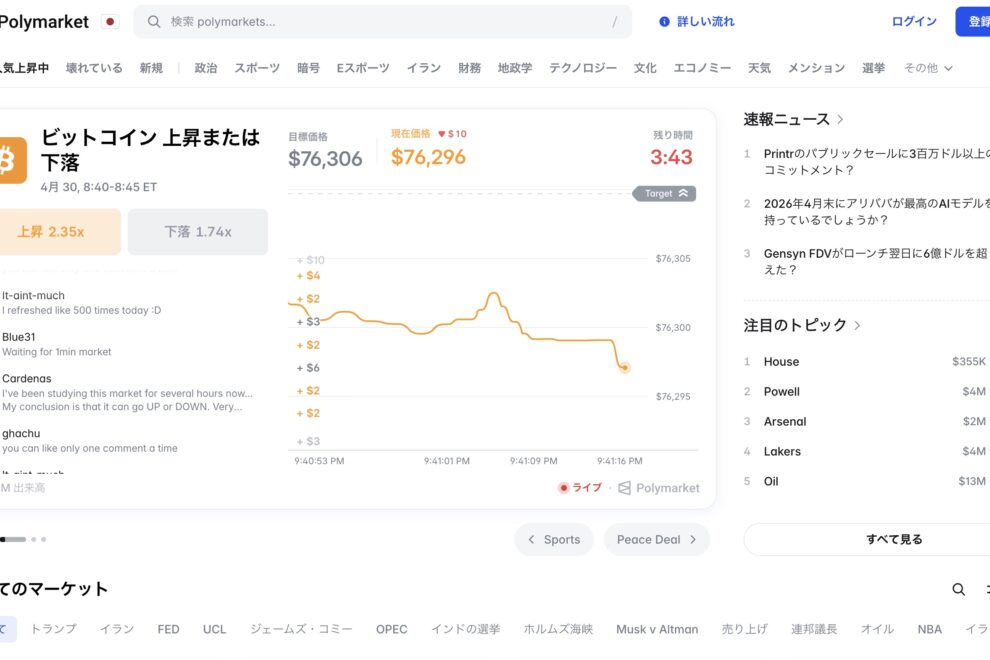 Polymarket、日本展開準備か──暗号資産系インフルエンサー全力氏が参画
