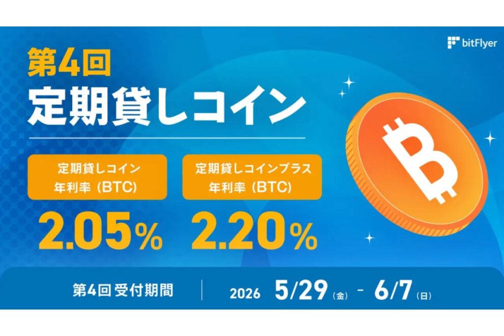 bitFlyer、BTC対象の「定期貸しコイン」申込受付を開始──年利率最大2.20％