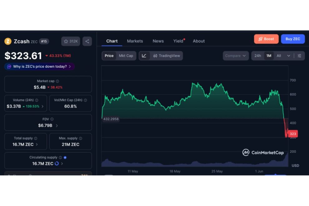 Zcashが48％急落──偽造ZECを無制限に作成できる重大脆弱性、Claude AIが発見支援【価格分析】