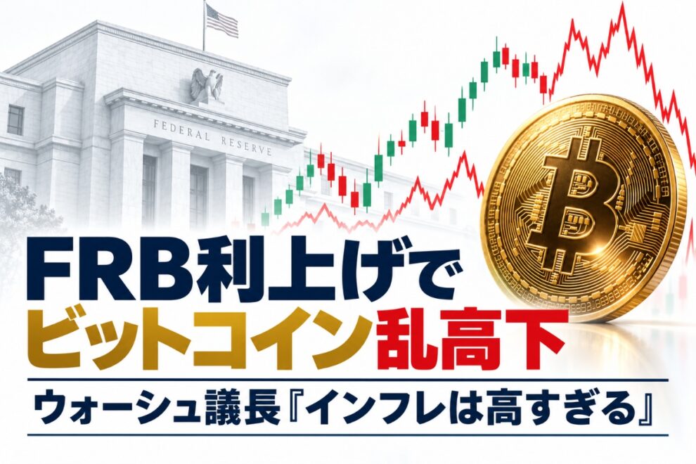 【速報】ウォーシュFRB議長「インフレは高すぎる」――3年ぶり利上げでビットコイン乱高下、追加利上げの行方は【エックスウィン】