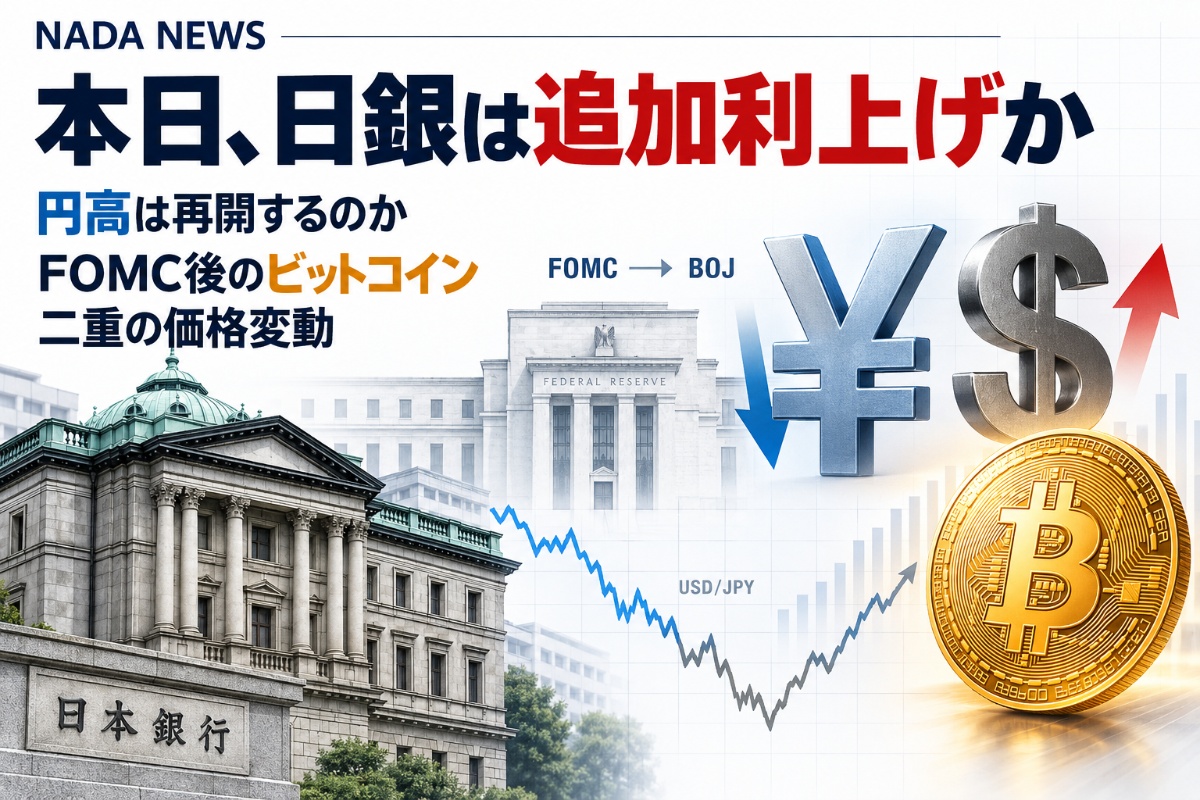 本日、日銀は追加利上げか──円高は再開するのか、FOMC後のビットコインを待つ「二重の価格変動」【エックスウィン】 | NADA NEWS(ナダ・ニュース)