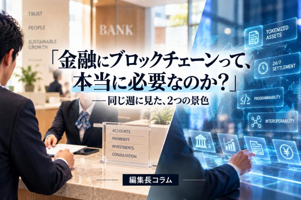 「金融にブロックチェーンって、本当に必要なのか？」──同じ週に見た、2つの景色【編集長コラム】