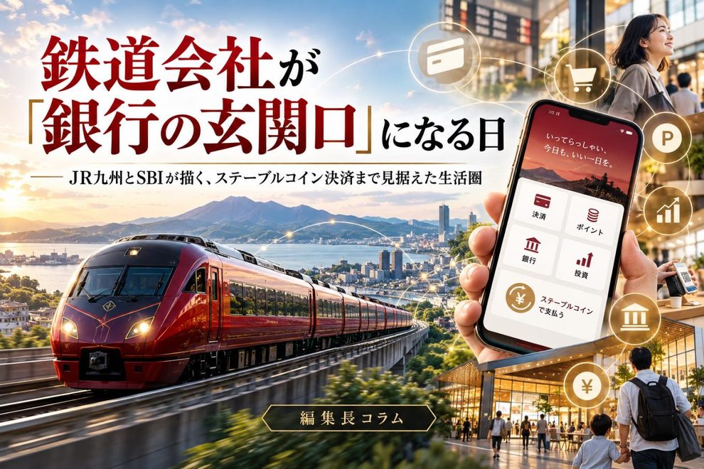 鉄道会社が「銀行の玄関口」になる日──JR九州とSBIが描く、ステーブルコイン決済まで見据えた生活圏【編集長コラム】