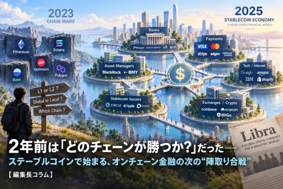 2年前は「どのチェーンが勝つか？」だった──ステーブルコインで始まる、オンチェーン金融の次の“陣取り合戦”【編集長コラム】