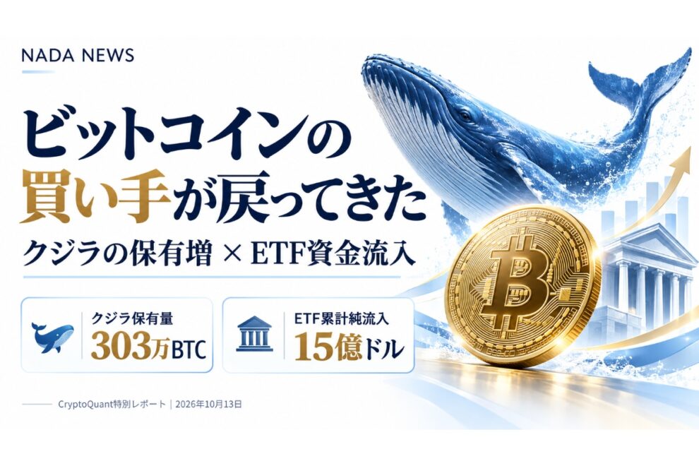 ビットコインの買い手が戻ってきた──クジラの保有増とETF資金流入が示す変化【エックスウィン】