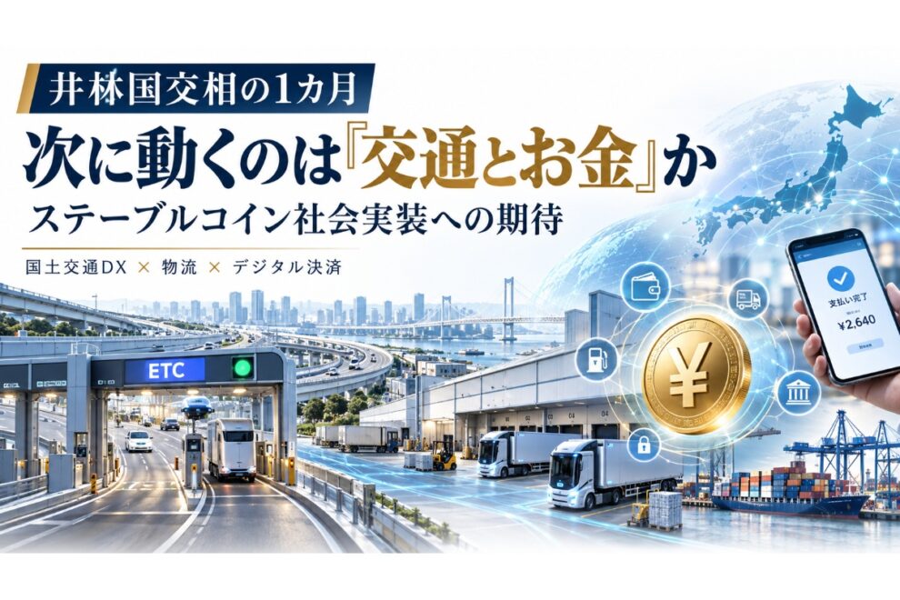 次に動くのは「交通とお金」か──井林国交相の就任1カ月、ステーブルコイン社会実装への期待【エックスウィン】