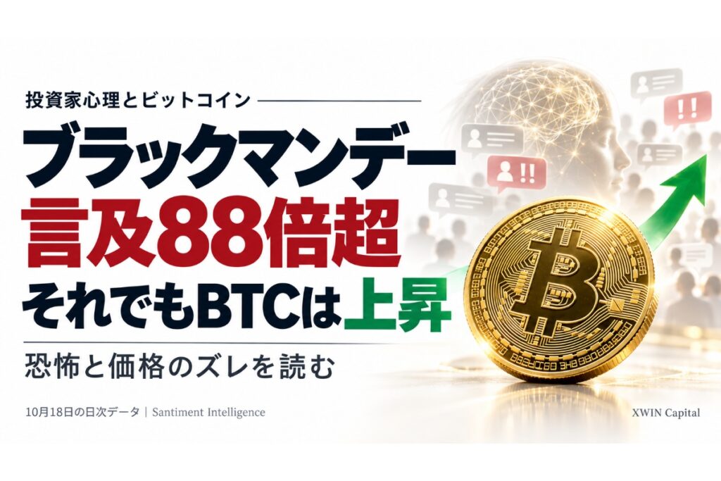 「ブラックマンデー」言及が88倍超、それでもBTCは上昇──恐怖に揺れる投資家心理【エックスウィン】