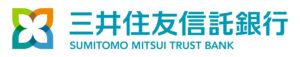 Sumitomo Mitsui Trust Bank logo: teal Japanese text and English name beside a multicolored four-petal emblem on the left